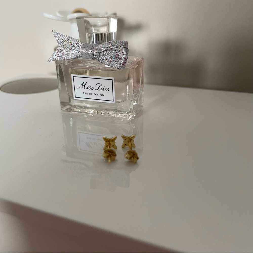 3/$25 925 Sterling Silver Gold Rhinestone Star Stud Earrings - Picture 3 of 3